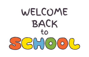 Doodle Back to School banner. Hand drawn lettering isolated on white background. Vector illustration