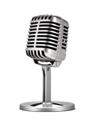 Vintage microphone on a white background