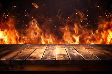 Empty Wooden Table for Spicy Food Promotion