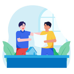 Real Estate Agent Discussing House Plans1 Illustration