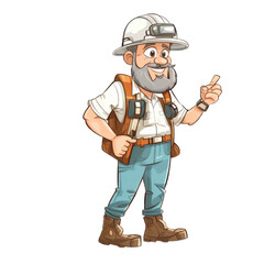 Obraz premium Geologist cartoon character isolated on transparent background. Generative AI