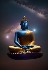 Buddha, universe, stars, 8K high resolution, atmospheric white castle