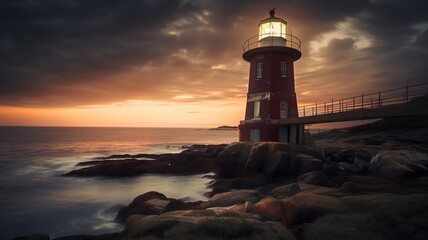 Naklejka premium beautiful landscape with a light tower