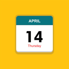 thursday 15 april icon with yellow background, calender icon