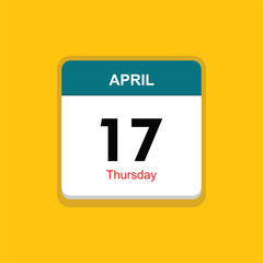 thursday 17 april icon with yellow background, calender icon