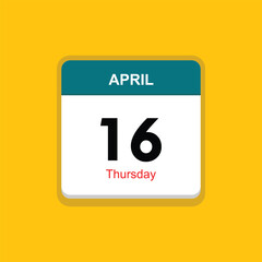 thursday 16 april icon with yellow background, calender icon