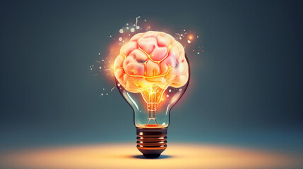 Human brain lightbulb new ideas concept Generative AI.