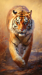 Tigre siberiano na estepe