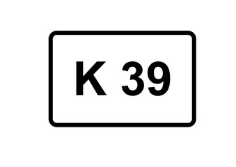 Illustration eines Kreisstraßenschildes der K 39 in Deutschland	