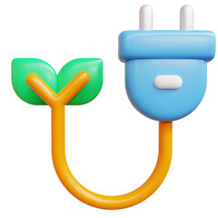 3D Eco power plug Ecology concept high quality render illustration