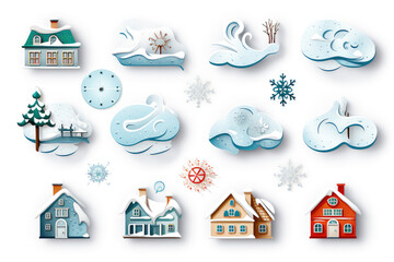 Fototapeta na wymiar Weather forecast icons isolated on a white background