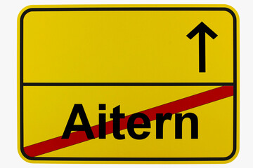 Fototapeta premium Illustration eines Ortsausgangsschildes von Aitern in Baden-Württemberg 