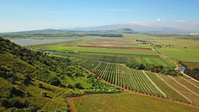 Mount Hermon Golan Heights and quenitra valley Aerial view