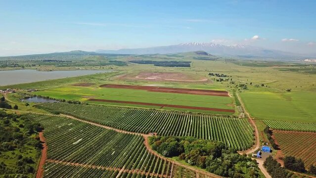 Mount Hermon Golan Heights and quenitra valley Aerial view