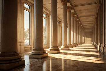 Fototapeta premium Aesthetic Architecture, Antique Column Building - Generative Ai
