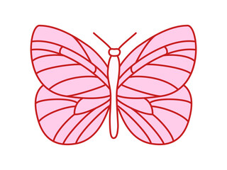 Glamorous trendy pink butterfly sticker. Nostalgic barbiecore 2000s style