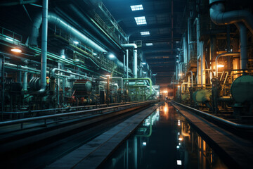 Fototapeta na wymiar Inside an oil refinery. Pipes, oil, installations for oil. Factory. Energy. Oil. AI generation
