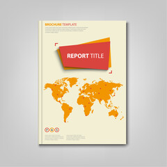 Brochures book or flyer with world map in orange red design