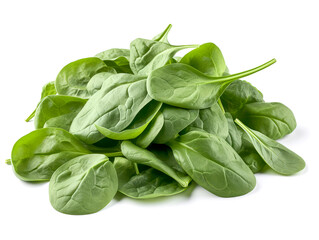 Baby spinach leaves isolated on white background cutout.
