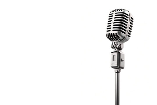 Podcast microphone on a white background. 
