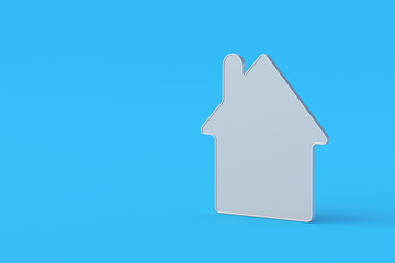 One metallic silhouette of a house. Buying, selling a home. Rent and mortgage. Copy space. 3d render