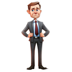 Obraz premium Business Executive cartoon character isolated on transparent background. Generative AI