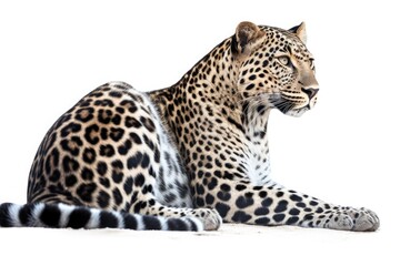 Fototapeta na wymiar Beautiful leopard on a white background.