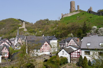 Burg und Berge in Monreal in der Eifel