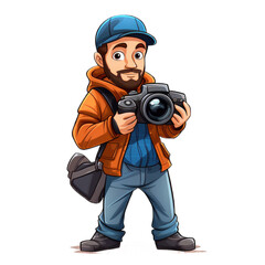 Photographer cartoon character isolated on transparent background. Generative AI