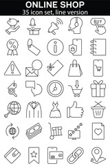 set of shopping online icons, ecommerce, shop, sale