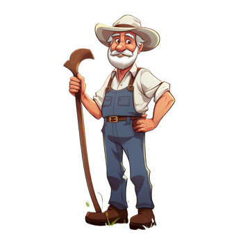 Farmer cartoon character isolated on transparent background. Generative AI