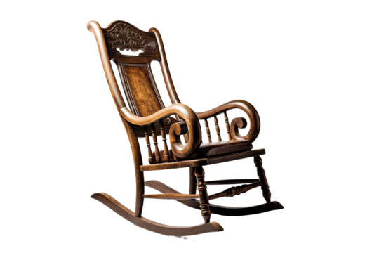 Antique rocking chair. isolated object, transparent background