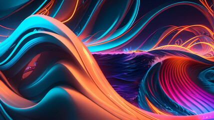 futuristic and vibrant background with a captivating depiction of waves in a mesmerizing 3D format
