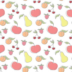 Seamless pattern with colourful fruits
