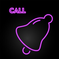bell neon sign, modern glowing banner design, colorful modern design trend on black background. Vector illustration.