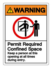 Warning Permit Required Confined Space Symbol Sign, Vector Illustration, Isolated On White Background Label .EPS10