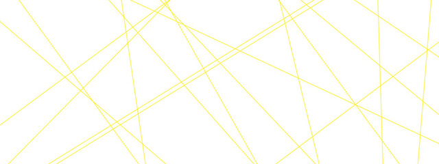 Abstract luxury yellow geometric random chaotic lines with many squares and triangles shape on white background.	