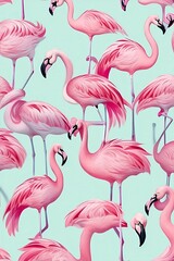 Fototapeta premium Seamless patterns of flamingo repeating patterns