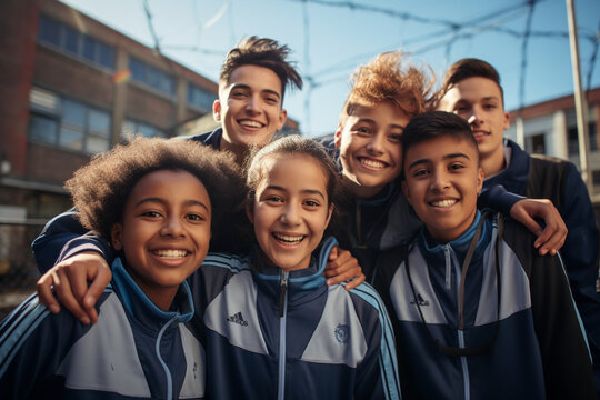 diverse Muslim youth around the world, depicting them engaged in various activities, from sports and education to community service and cultural events, highlighting their aspirati Generative AI