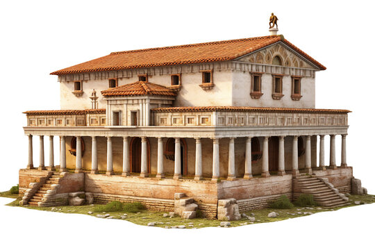 Classical Roman villa. isolated object, transparent background
