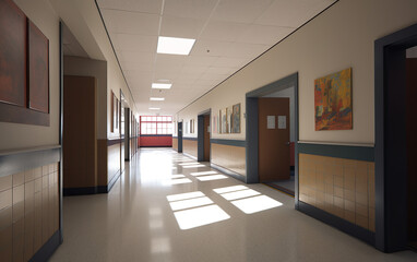 School hallway. AI, Generative AI