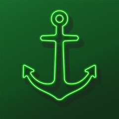 anchor neon sign, modern glowing banner design, colorful modern design trends on black background. Vector illustration.