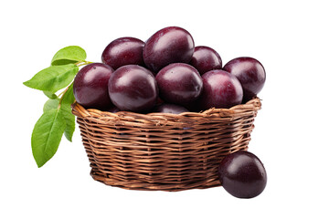 Fototapeta premium A realistic portrait of Plum in a basket, isolated PNG