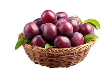 A realistic portrait of Plum in a basket, isolated PNG