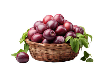 A realistic portrait of Plum in a basket, isolated PNG