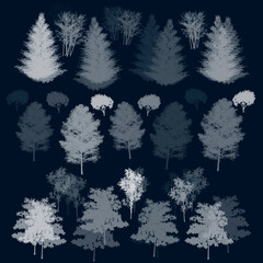 Background for textile, fabric, covers, wallpapers, print, gift wrapping, home decor. Trees. Illustration.