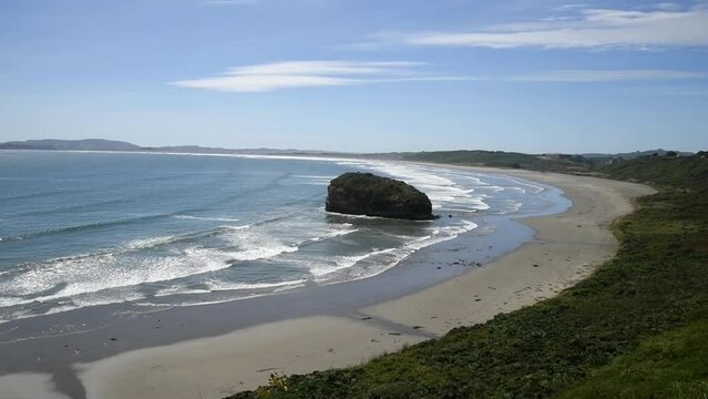 run stone in punihuil chiloe island chile