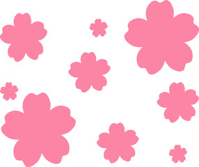 set of pink flowers sakura