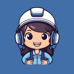 kawaii Engineer girl in blue background illustration