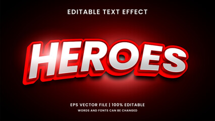 Heroes superhero 3d editable text effect